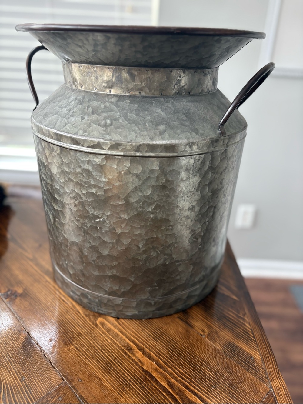 Galvanized Metal Milk Canister with Rustic Finish